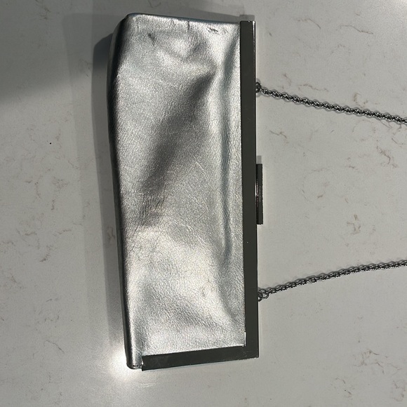 Calvin Klein silver vintage clutch purse with chain strap. - Picture 9 of 9